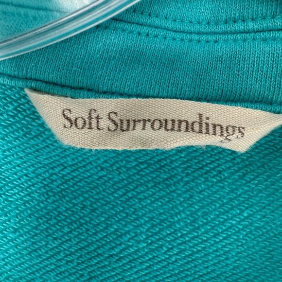 Soft Surroundings Sweatshirt Top Adalyn Pullover XS Turquoise Collared V Neck - Picture 6 of 10